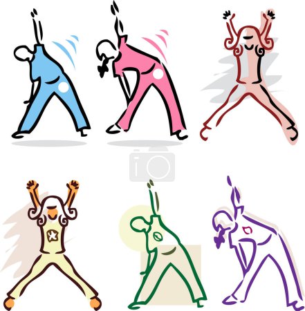 Illustration for Set cartoon of different poses of people - Royalty Free Image