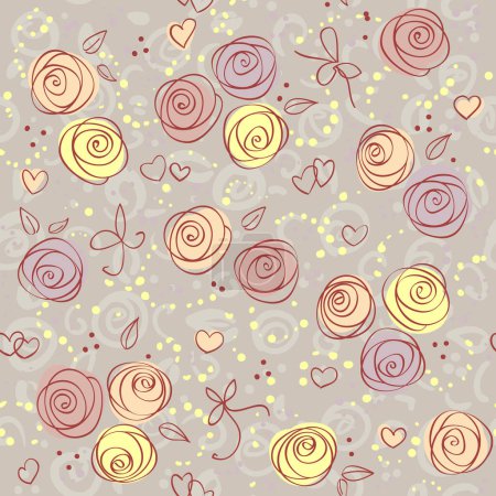 Illustration for Seamless floral pattern with flowers, vector simple design - Royalty Free Image