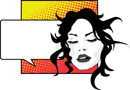 Illustration for Vector pop art woman in speech bubble - Royalty Free Image
