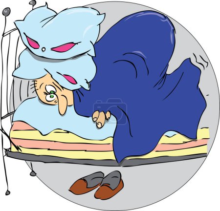 Téléchargez les illustrations : Homme au lit souffrant d'insomnie sous stress. Illustration vectorielle d'un format EPS
. - en licence libre de droit