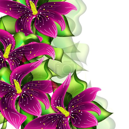Téléchargez les illustrations : Illustration vectorielle d'un fond floral - en licence libre de droit