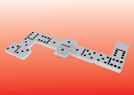 Téléchargez les illustrations : 3 d rendu de domino sur fond dégradé rouge - en licence libre de droit