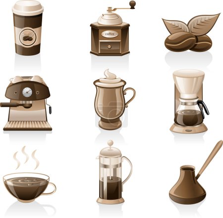 Illustration for Different coffee tools set on white background - Royalty Free Image