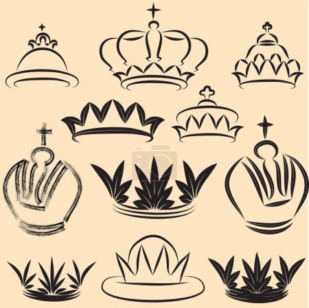 Illustration for Set of crowns,  vector illustration. - Royalty Free Image