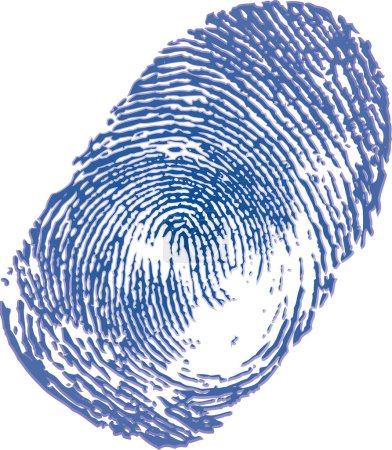 Fingerabdruck blau auf weißem Hintergrund