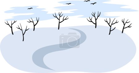 Ilustración de Fondo abstracto de invierno con nieve y árboles. - Imagen libre de derechos