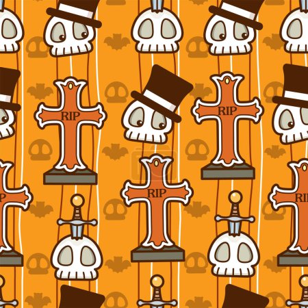 Ilustración de Fondo de Halloween con cráneos, huesos y huesos - Imagen libre de derechos