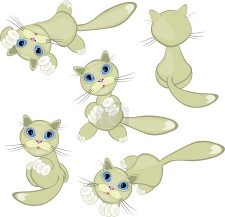 Ilustración de Vector gato dibujos animados conjunto - Imagen libre de derechos