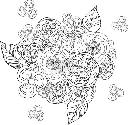 Ilustración de Libro para colorear con patrón floral - Imagen libre de derechos