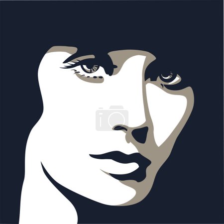 Illustration for Vector portrait of a beautiful young woman in the hat - Royalty Free Image