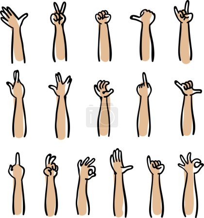 Illustration for Hands gestures. vector set - Royalty Free Image