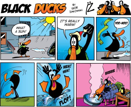 Téléchargez les illustrations : Canard noir dans l'illustration de style dessin animé - en licence libre de droit