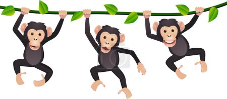 Ilustración de Mono de dibujos animados saltando con cuerda - Imagen libre de derechos