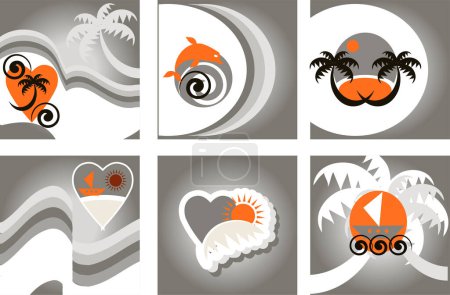 Illustration for Set of sea life icons - Royalty Free Image