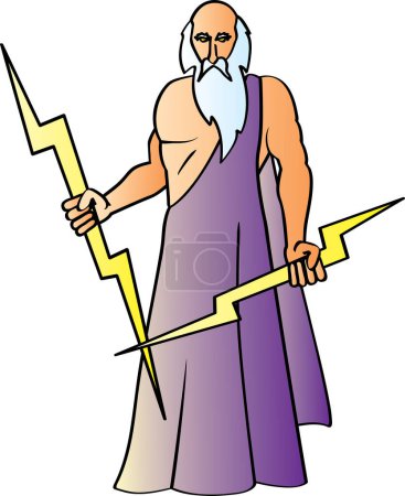 Illustration for Vector drawing of the ancient warrior with long hair. - Royalty Free Image