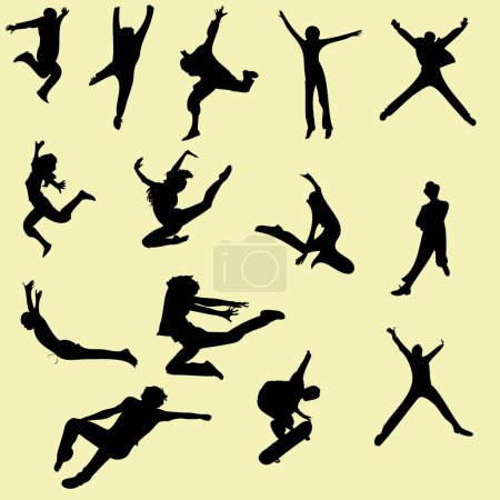Illustration for Set of silhouettes of jumping man - Royalty Free Image