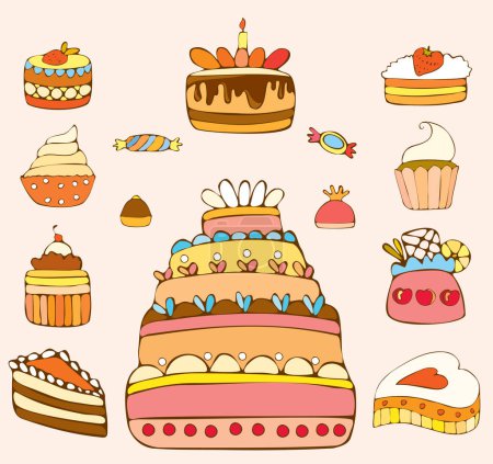 Téléchargez les illustrations : Illustration vectorielle du gâteau d'anniversaire - en licence libre de droit