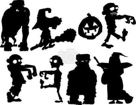 Ilustración de Conjunto de siluetas de halloween, vector diseño simple - Imagen libre de derechos
