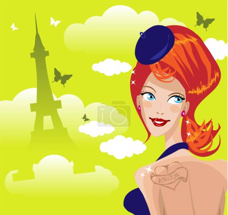 Illustration for Beautiful woman in paris. vector illustration - Royalty Free Image