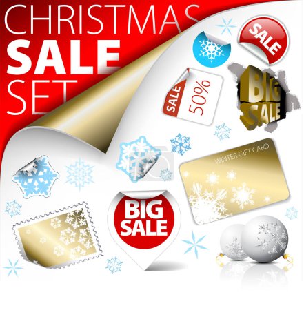 Illustration for Christmas sale stickers and tags, vector simple design - Royalty Free Image