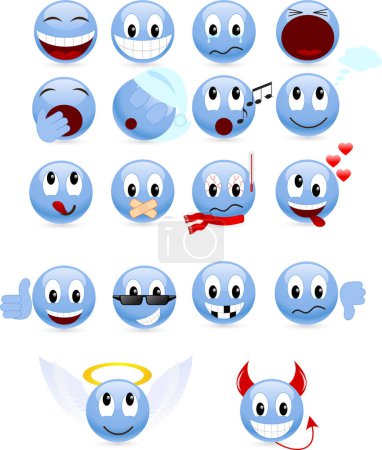 Illustration for Set of various expressions of a cute cartoon character. - Royalty Free Image