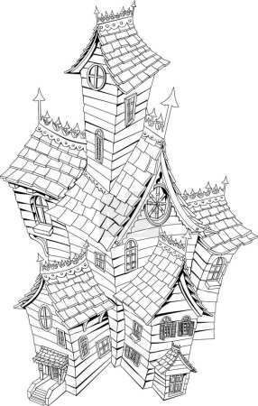 Illustration for Vintage old house drawing, vector simple design - Royalty Free Image