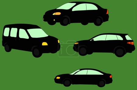 Ilustración de Conjunto de coches sobre fondo blanco - Imagen libre de derechos