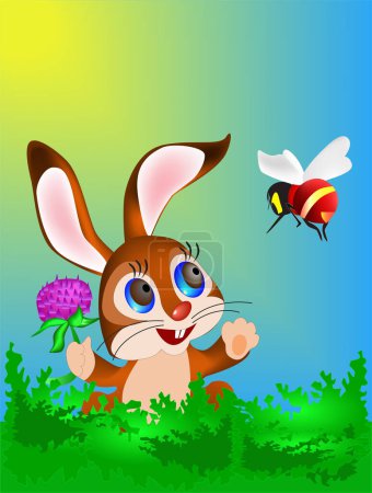 Illustration for Illustration of a rabbit with a butterfly - Royalty Free Image