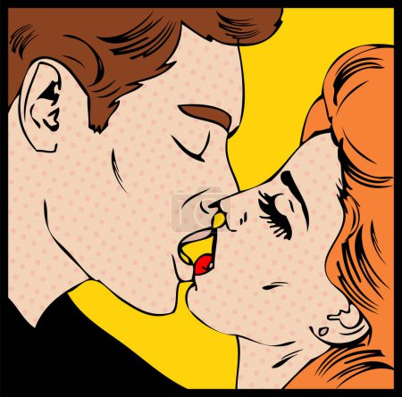 Ilustración de Pop arte pareja besos - Imagen libre de derechos