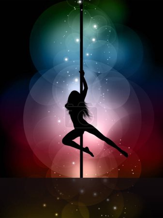 Illustration for Silhouette of a sexy female pole dancing - Royalty Free Image