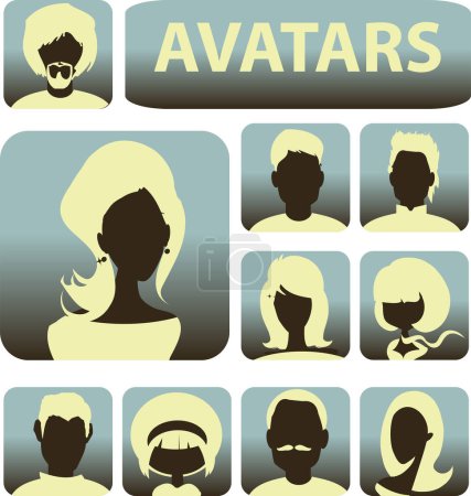 Ilustración de Conjunto de diferentes avatares, vector de diseño simple - Imagen libre de derechos