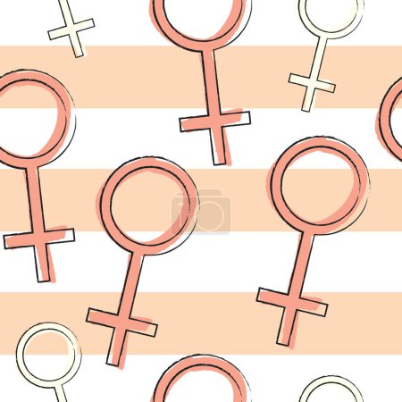Illustration for Gender equality concept with gender signs and gender symbols. - Royalty Free Image