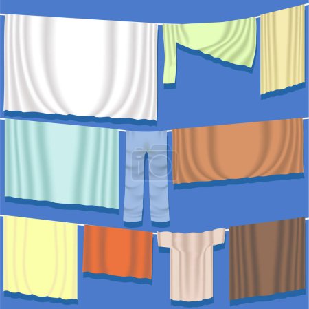 Ilustración de Ilustración de toallas blancas y azules sobre fondo blanco - Imagen libre de derechos