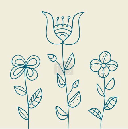 Illustration for Vector hand drawn flowers. - Royalty Free Image