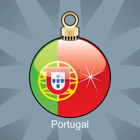 Téléchargez les illustrations : Drapeau portugais carte de Noël - en licence libre de droit