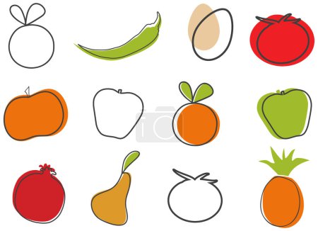 Téléchargez les illustrations : Illustration vectorielle des fruits - en licence libre de droit