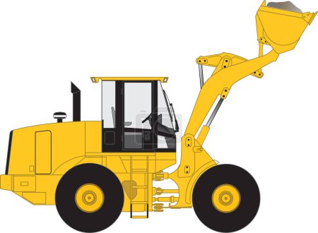 Téléchargez les illustrations : Image vectorielle d'un tracteur jaune - en licence libre de droit