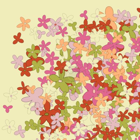 Téléchargez les illustrations : Fond floral sans couture avec des fleurs colorées - en licence libre de droit