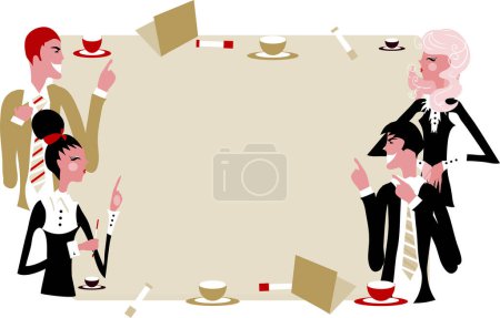Téléchargez les illustrations : Illustration vectorielle du groupe de personnes à la table - en licence libre de droit