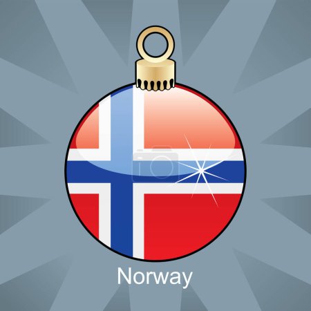 Illustration for Christmas ball with flag of Norway. vector illustration. - Royalty Free Image
