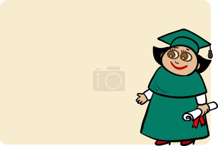 Illustration for A cartoon vector illustration of an elegant graduate wearing a graduation gown - Royalty Free Image
