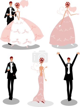Illustration for Wedding couple bride and groom vector - Royalty Free Image