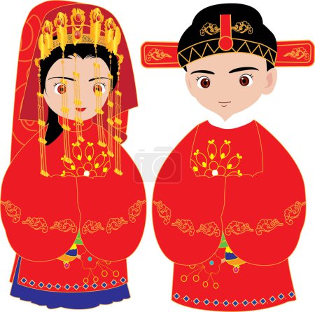 Illustration for Chinese new year and the cute cartoon character, vector illustration - Royalty Free Image