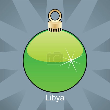 Téléchargez les illustrations : Boule de Noël verte avec puce de Libye, illustration vectorielle - en licence libre de droit