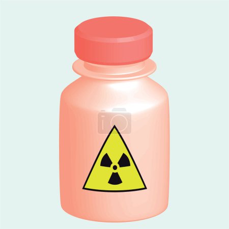 Illustration for Illustration of chemical flask with the symbol of nuclear radiation - Royalty Free Image
