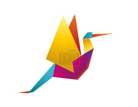 Illustration for Vector icon of colorful origami paper crane - Royalty Free Image