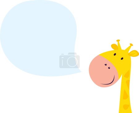 Téléchargez les illustrations : Girafe mignonne avec bulle vocale, personnage de dessin animé - en licence libre de droit