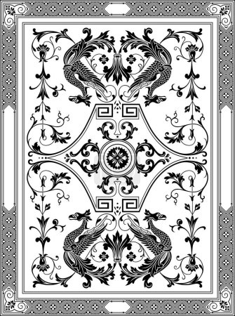 Ilustración de Diseño floral decorativo en blanco y negro - Imagen libre de derechos