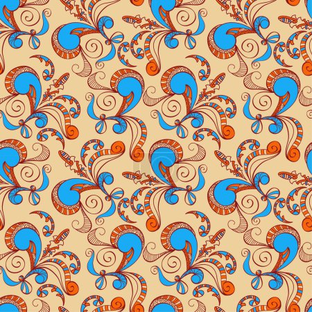 Illustration for Seamless pattern in ethnic indian style. vector illustration - Royalty Free Image