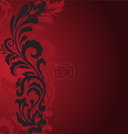 Illustration for Red floral background with red flower ornament. - Royalty Free Image